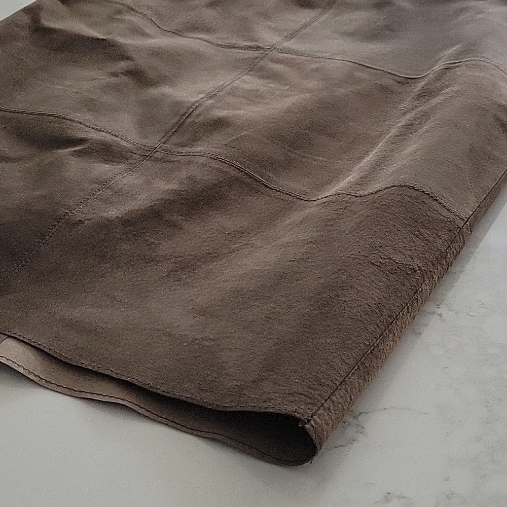 Suede Leather Patch Pencil Skirt - Picture 6 of 7